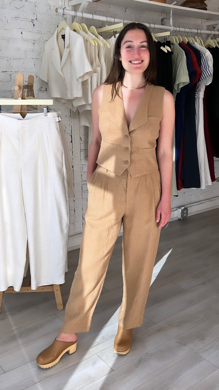 Cassie Pants - Linen - Camel