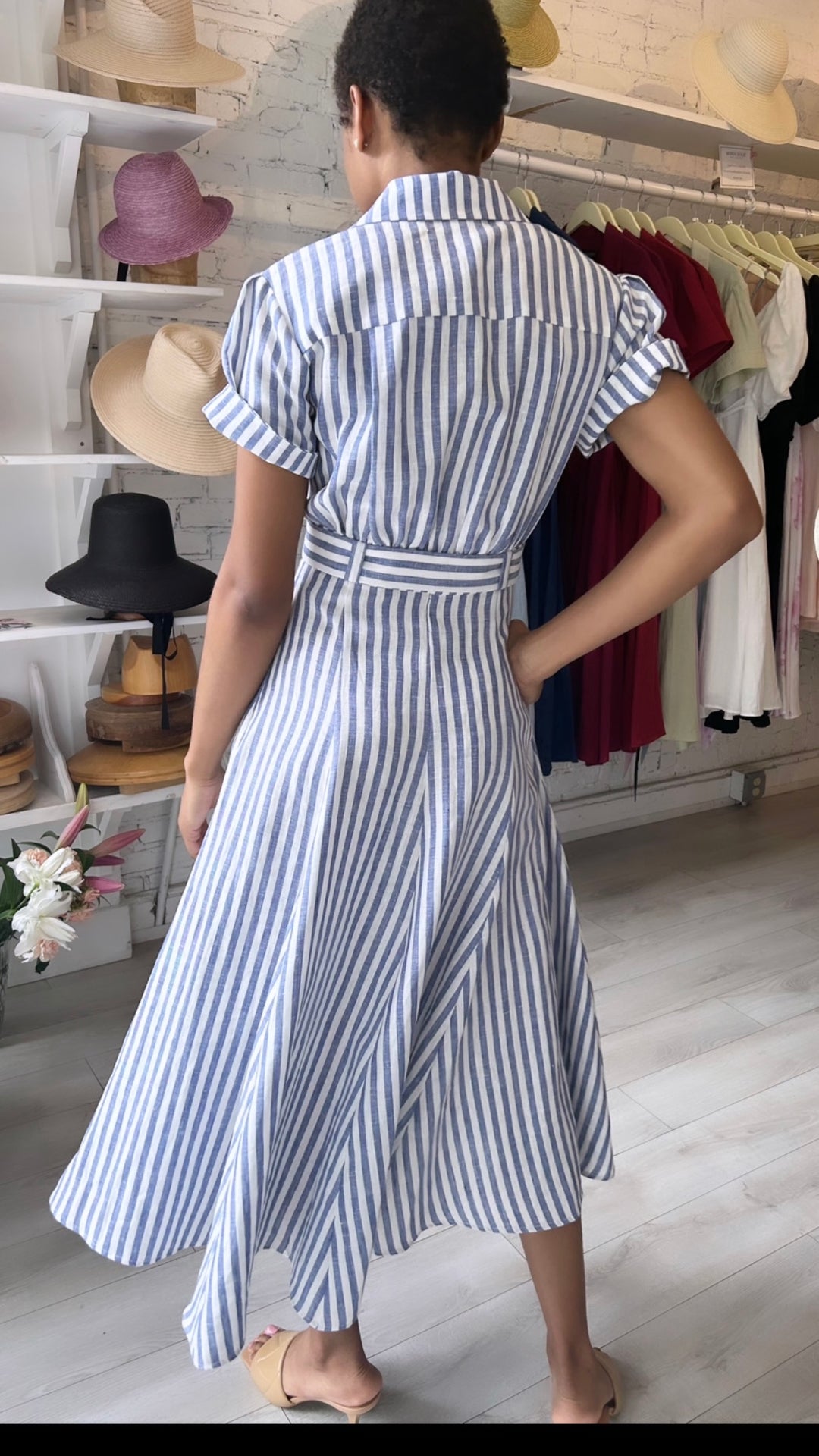 Emma Shirt Dress - Linen - Stripe – Behida Dolić Millinery