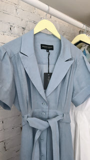 Emma Shirt Dress - Linen - Ice Blue