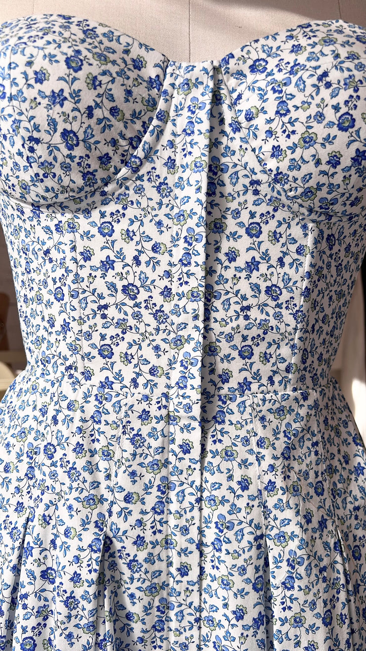 Megan Dress - Cotton - Blue Floral