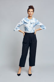 Blue and White Floral Linen