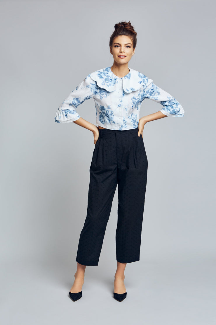 Blue and White Floral Linen