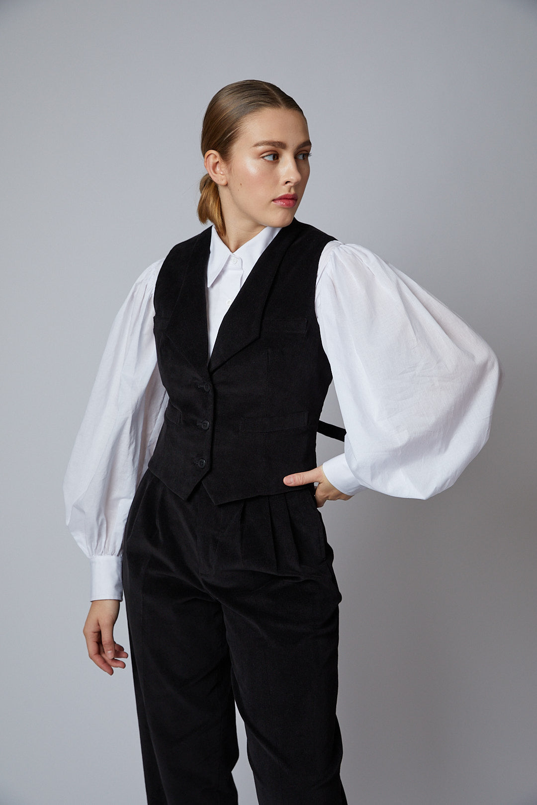 Frida Vest - Corduroy - Black – Behida Dolić Millinery