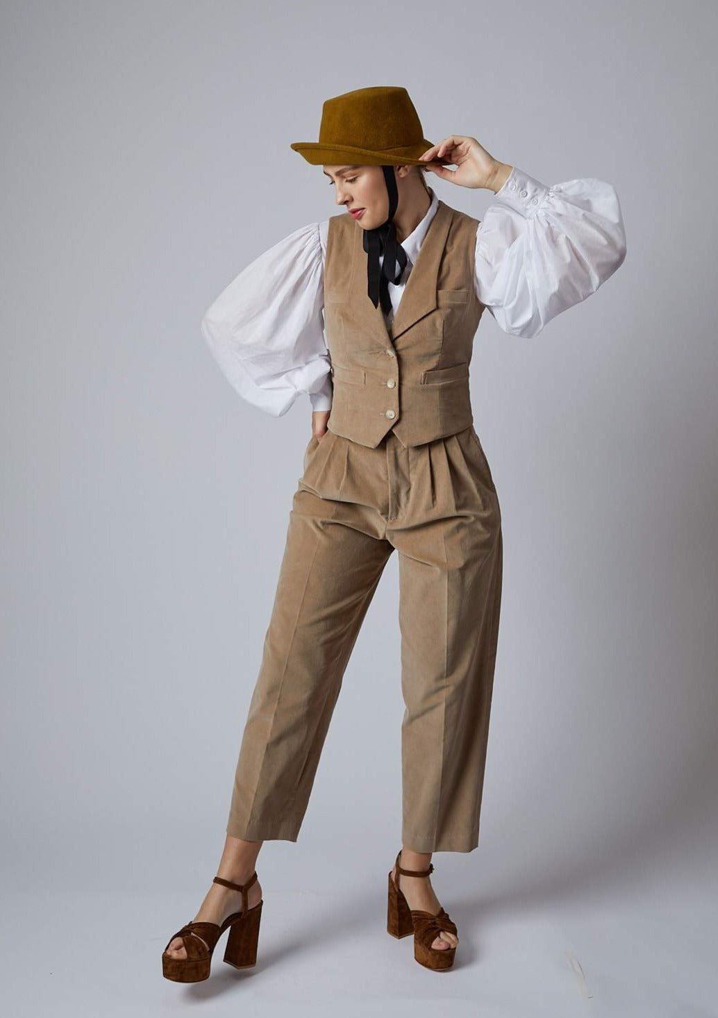 Frida Vest - Corduroy - Camel – Behida Dolić Millinery