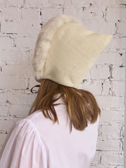 Cream Bardot Hat and Mask Combo