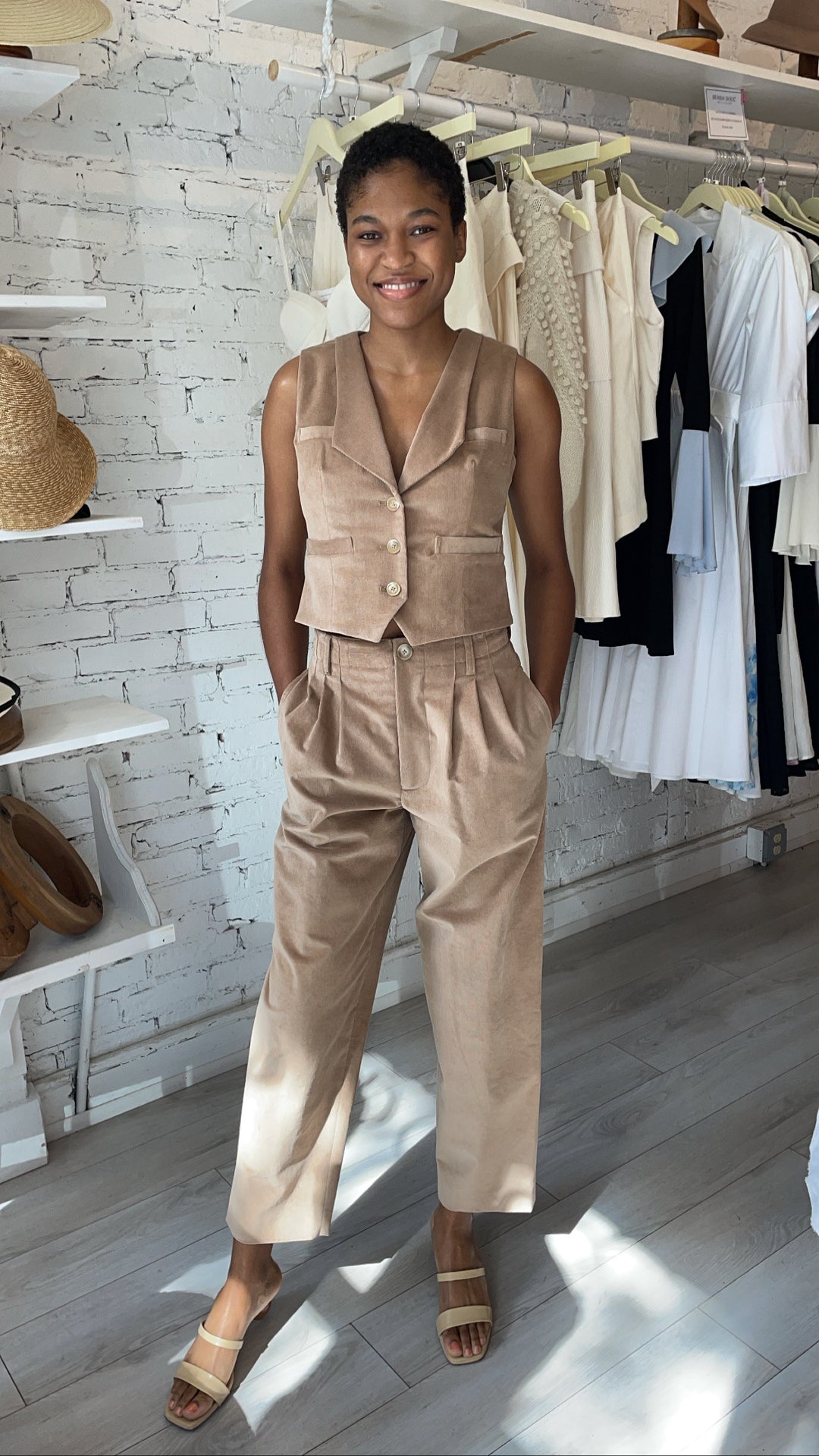 Frida Vest - Corduroy - Camel – Behida Dolić Millinery