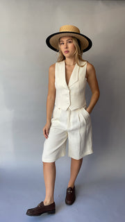 Frida Summer Suit Vest - Linen - Ivory