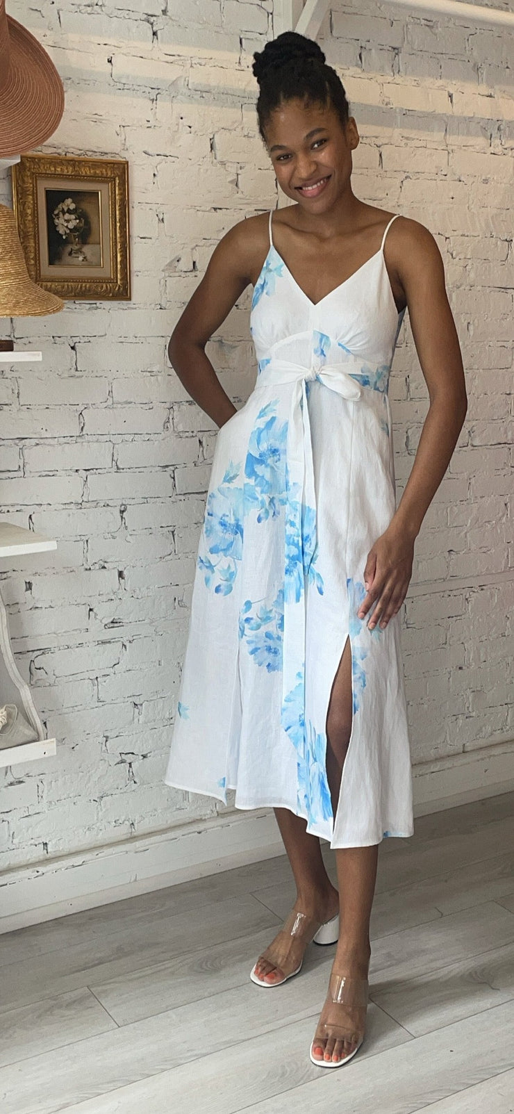 Georgette Slip Dress - Blue Floral