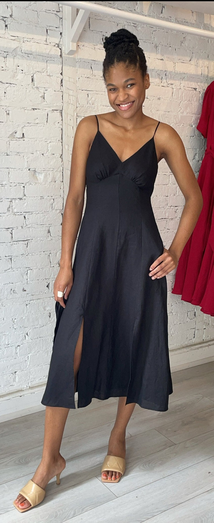 Georgette Slip Dress - Black