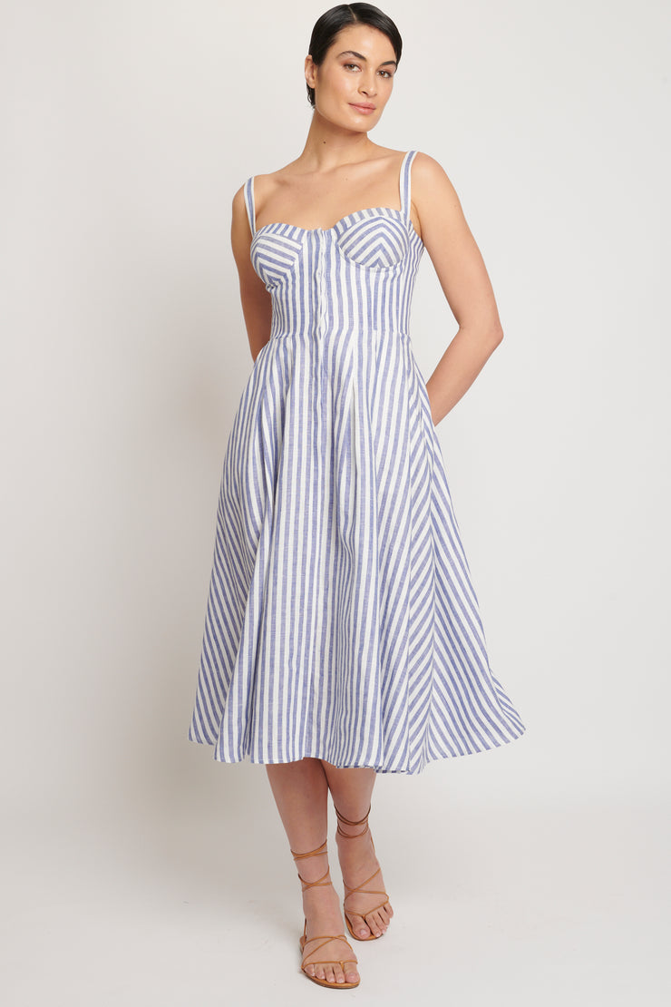 Megan Dress - Linen - Stripe
