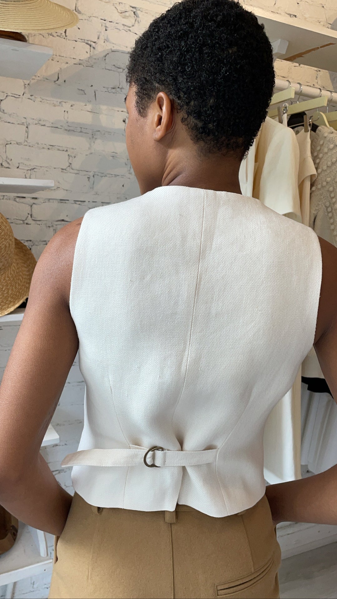 Frida Summer Suit Vest - Linen - Ivory – Behida Dolić Millinery