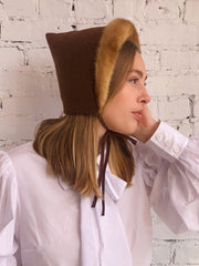 Brown Bardot Hat and Mask Combo
